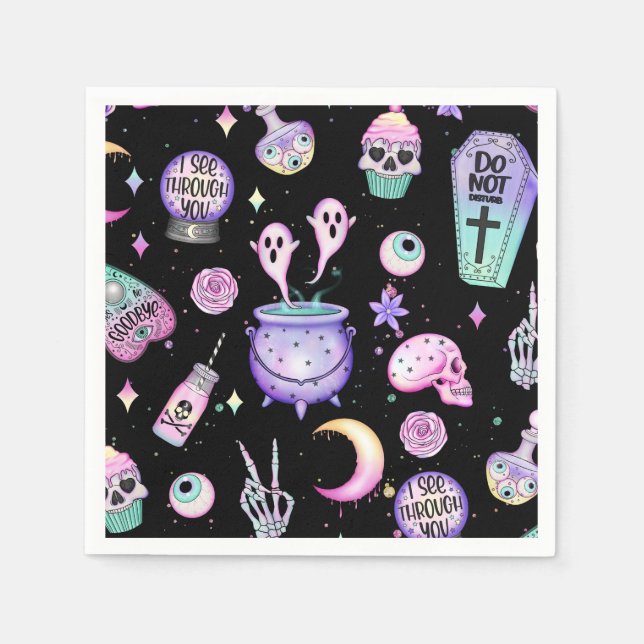 pastel goth pattern dark napkin (Front)