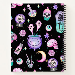 pastel goth pattern dark notebook