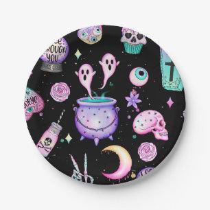 pastel goth pattern dark paper plate