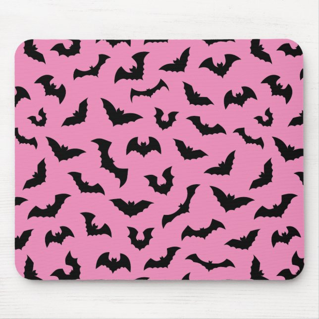 Pastel goth pink bats pattern gamer girl mouse pad (Front)