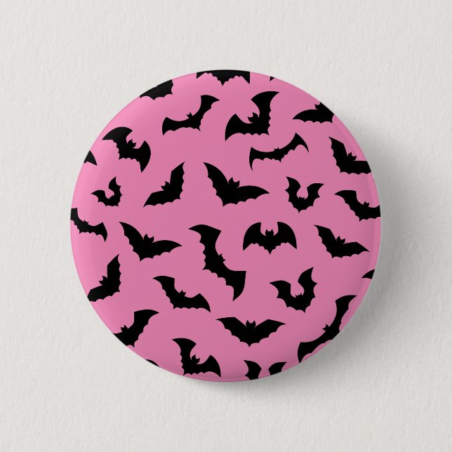 Pastel goth pink bats pattern halloween 2 inch round button (Front)