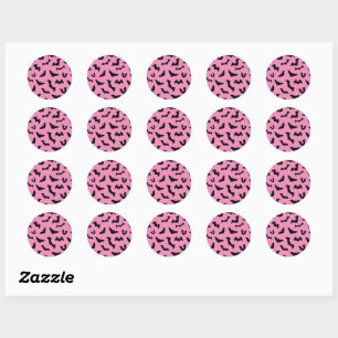Pastel goth pink bats pattern halloween classic round sticker