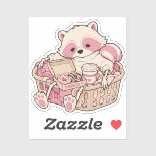 Pastel Goth Pink Raccoon Skeleton Doughnut Coffee