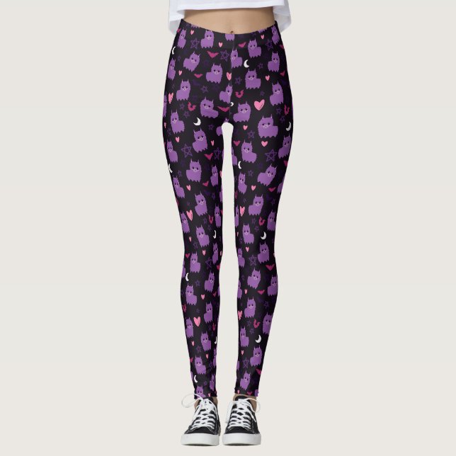 Pastel Goth Purple Llama Leggings (Front)