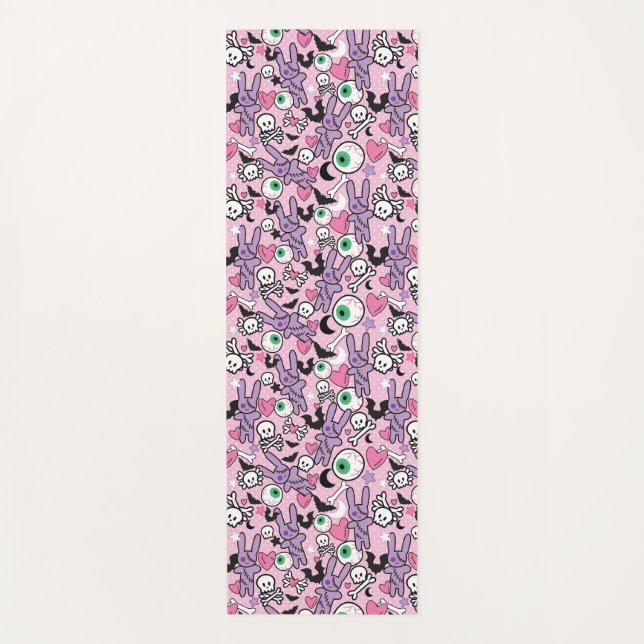 Pastel Goth Rockabilly Spooky Bunny Yoga Mat (Front)