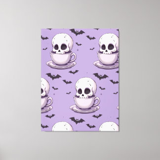 Pastel Goth Skull in Teacup Canvas Print