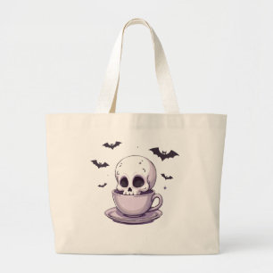 Pastel Goth Skull in Teacup Large Tote Bag