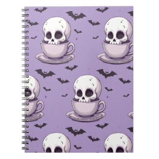 Pastel Goth Skull in Teacup Notebook