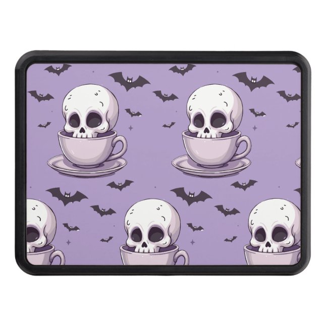 Pastel Goth Skull in Teacup Trailer Hitch Cover (Front)