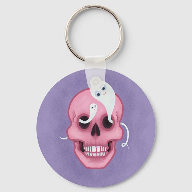 Pastel goth skull spooky cute keychain (Front)