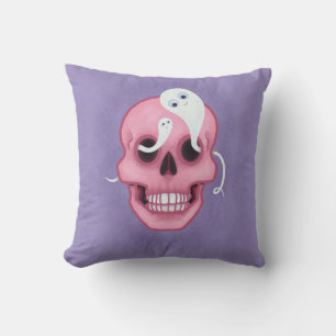 Pastel goth skull spooky cute throw pillow