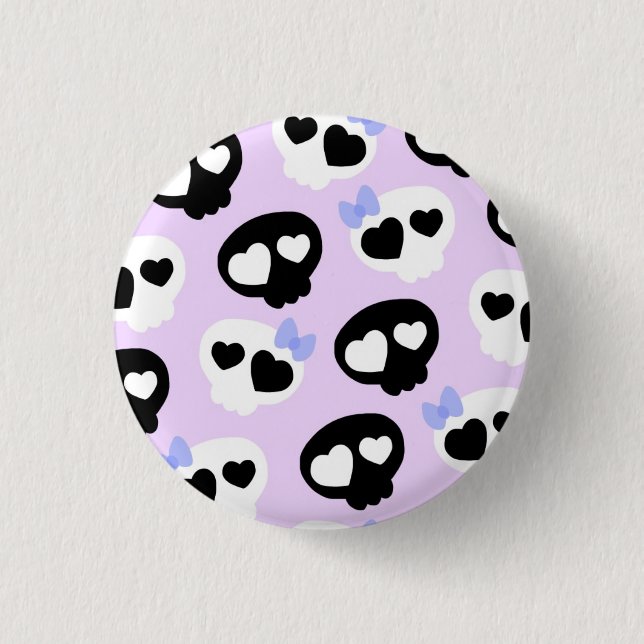 Pastel Goth Skulls 1 Inch Round Button (Front)