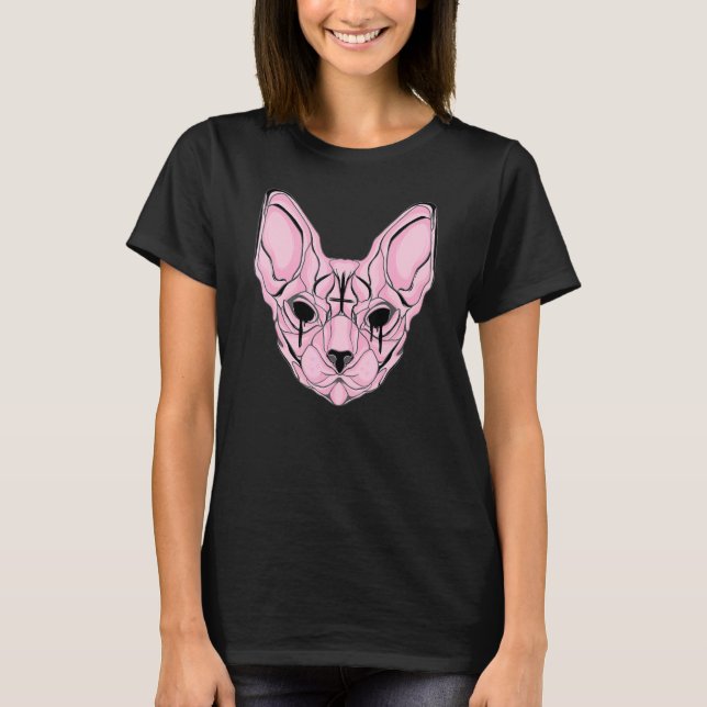 Pastel Goth Sphynx Cat T-Shirt (Front)