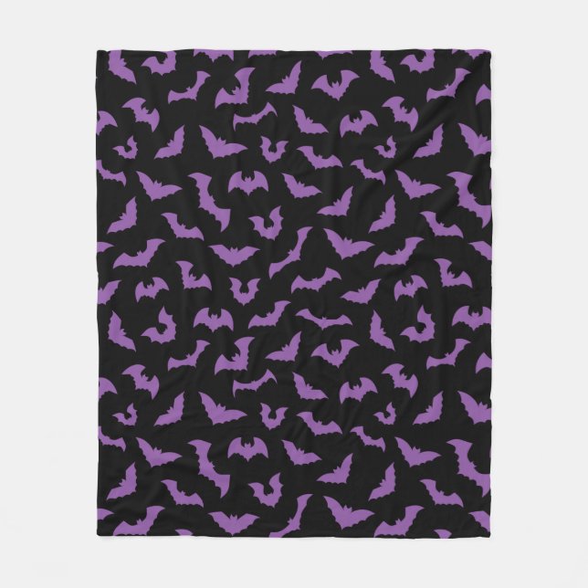 Pastel goth spooky bats purple black fleece blanket (Front)