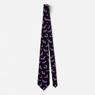 Pastel goth spooky bats purple black tie