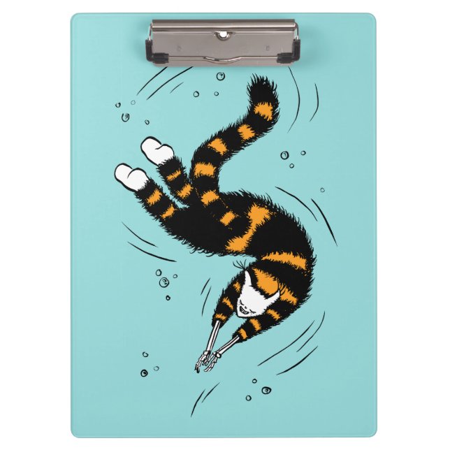 Pastel Goth Swimming Cat Skeleton Clipboard (Front)