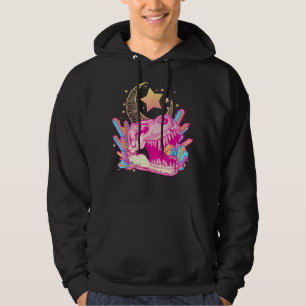Pastel Goth T-Rex Skull Crystal Crescent Moon Aest Hoodie
