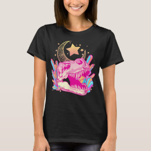 Pastel Goth T-Rex Skull Crystal Crescent Moon Aest T-Shirt