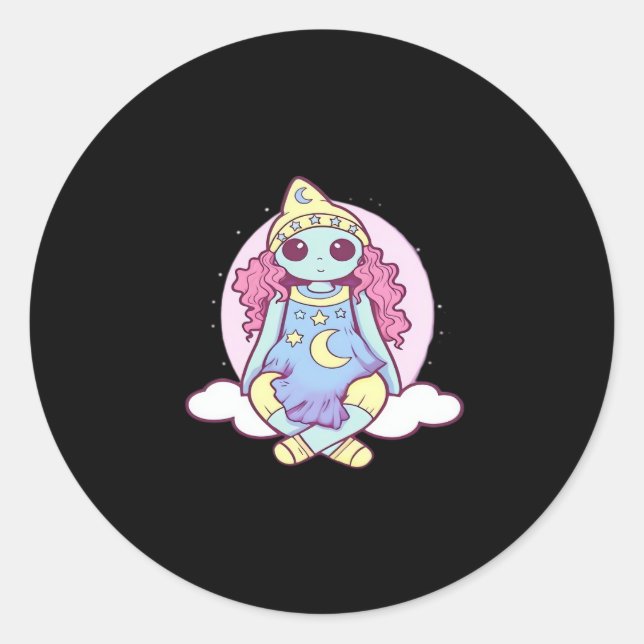 Pastel Goth Whimsigoth Clown Ragdoll Classic Round Sticker (Front)