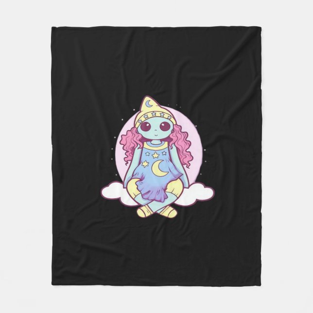 Pastel Goth Whimsigoth Clown Ragdoll Fleece Blanket (Front)
