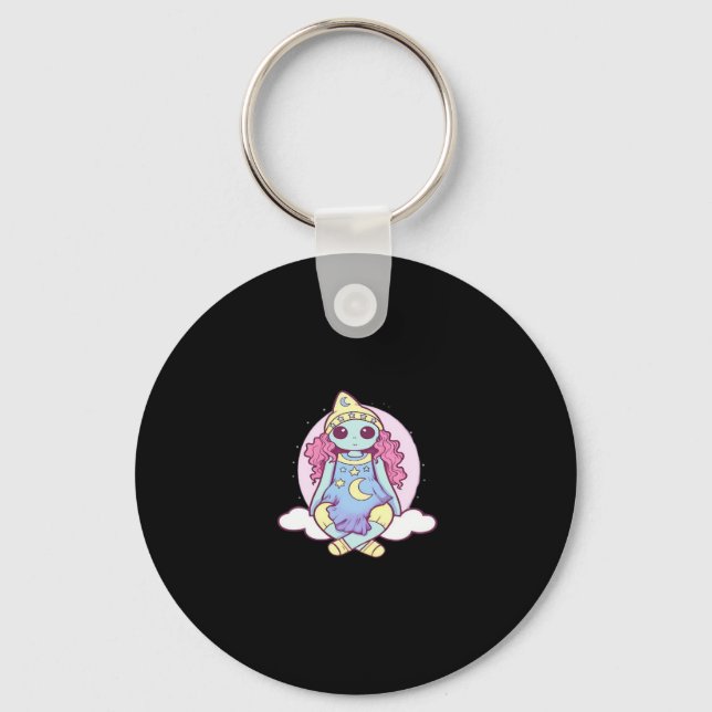 Pastel Goth Whimsigoth Clown Ragdoll Keychain (Front)