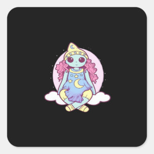 Pastel Goth Whimsigoth Clown Ragdoll Square Sticker