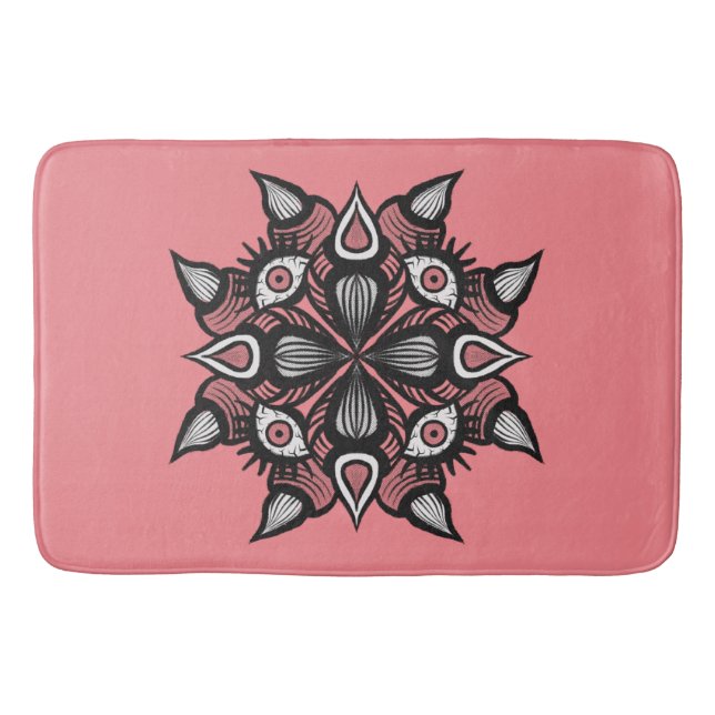 Pastel Goth Witch Design - Black Pink Monster Bath Mat (Front)