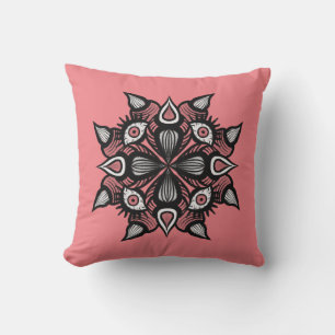 Pastel Goth Witch Design - Black Pink Monster Throw Pillow