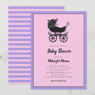 Pastel Gothic Stroller Bat Baby Shower Invitation