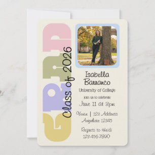 Pastel Grad Picture Graduation Invitation