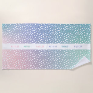 Pastel gradient and spot with stripe personalized beach towel