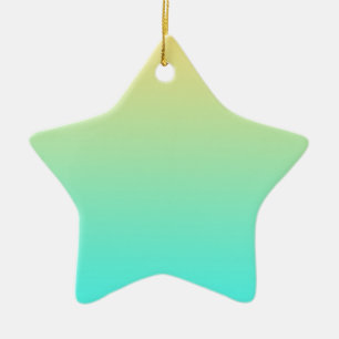 Pastel Gradient Background Turquoise Yellow Ceramic Ornament