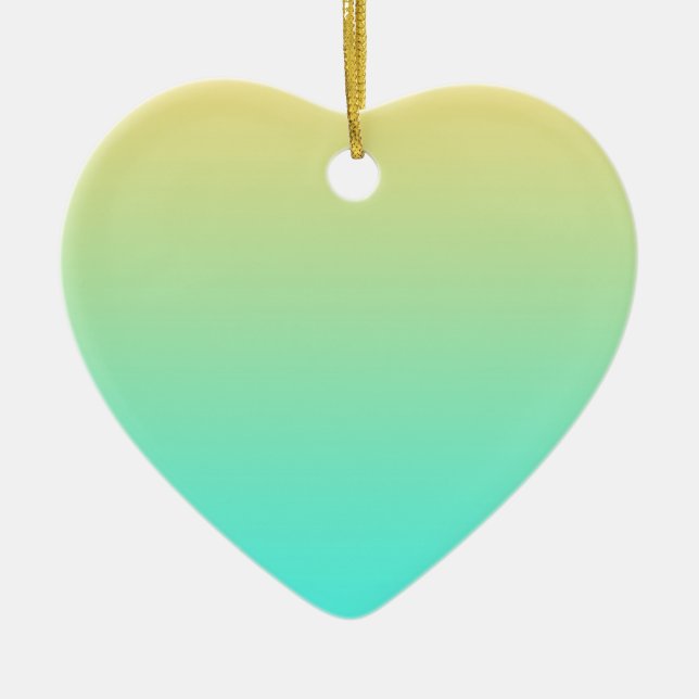 Pastel Gradient Background Turquoise Yellow Ceramic Ornament (Front)