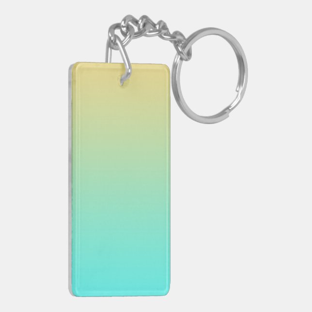 Pastel Gradient Background Turquoise Yellow Keychain (Back Left)