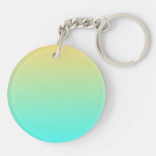 Pastel Gradient Background Turquoise Yellow Keychain