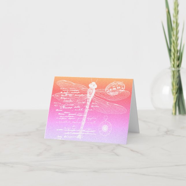 Pastel gradient dragonfly note card (Front)