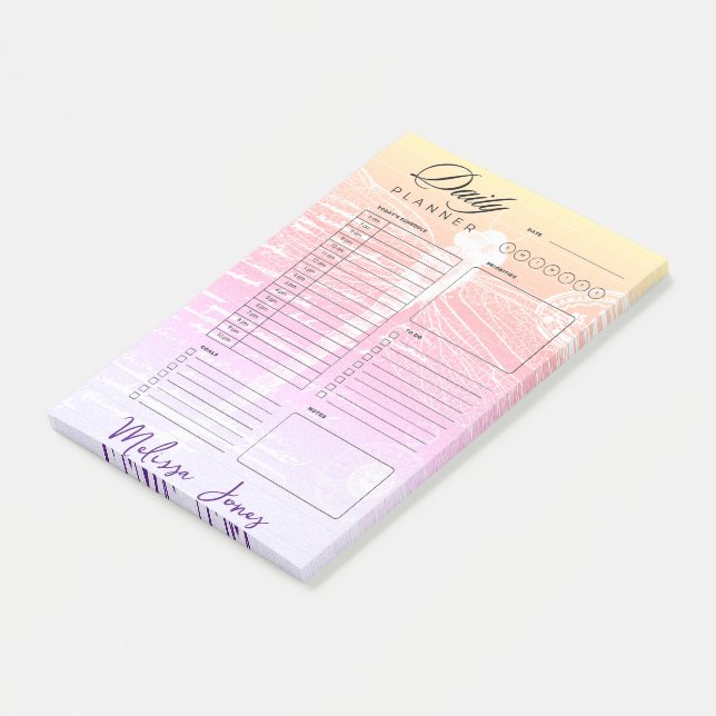 Pastel gradient dragonfly personalized planner post-it notes (Angled)