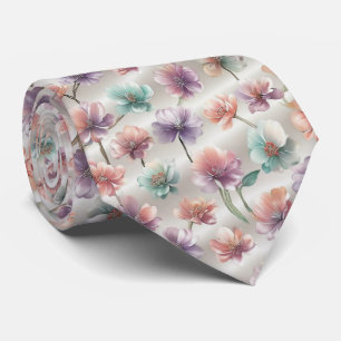 Pastel Gradient Floral Pattern Tie