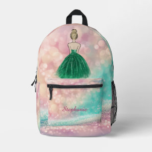 Pastel Gradient Glitter Rainbow Bokeh Printed Backpack