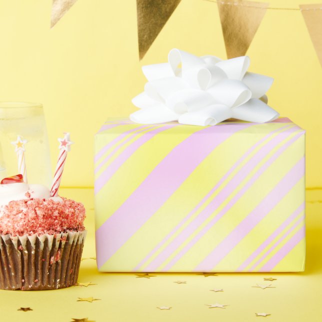 Pastel Gradient Lavender Pink and Yellow Stripes Wrapping Paper (Birthday Party)