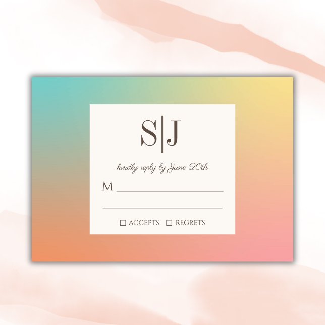 Pastel Gradient Rainbow Wedding Carte RSVP (Créateur téléchargé)