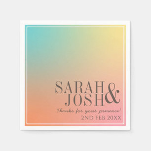 Pastel Gradient Retro Colourful Cool Ombre Wedding Napkin