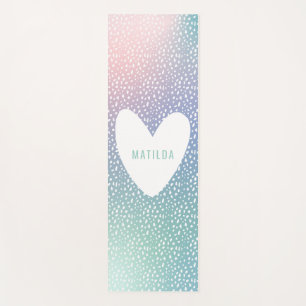 Pastel gradient + spot with heart personalized yoga mat