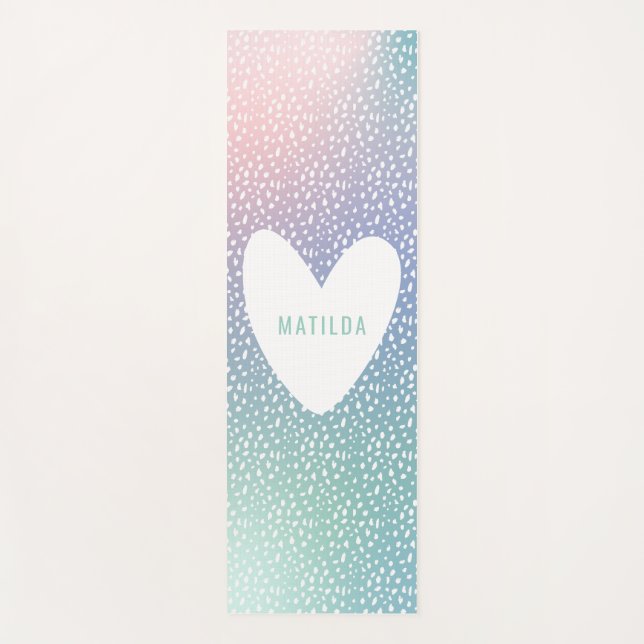 Pastel gradient + spot with heart personalized yoga mat (Front)