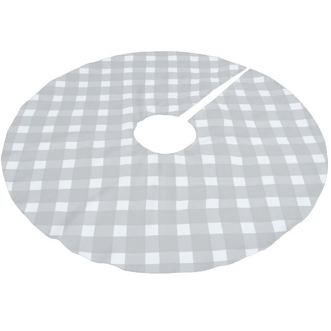 Pastel Gray Plaid Christmas Tree Base Cover  Brushed Polyester Tree Skirt (Angled)
