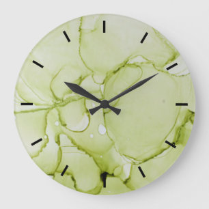 Pastel Green Abstrait Grande Horloge sans numéro