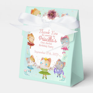 Pastel Green All Ballerina Cat Kids Birthday Party Favor Box