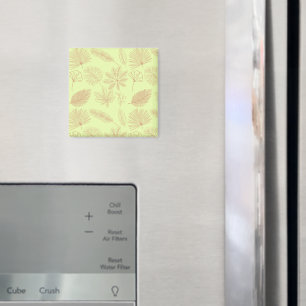 Pastel Green and Beige Leaves Pattern Magnet
