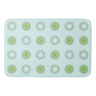 Pastel Green and Grey Geometric Pattern Bath Mat