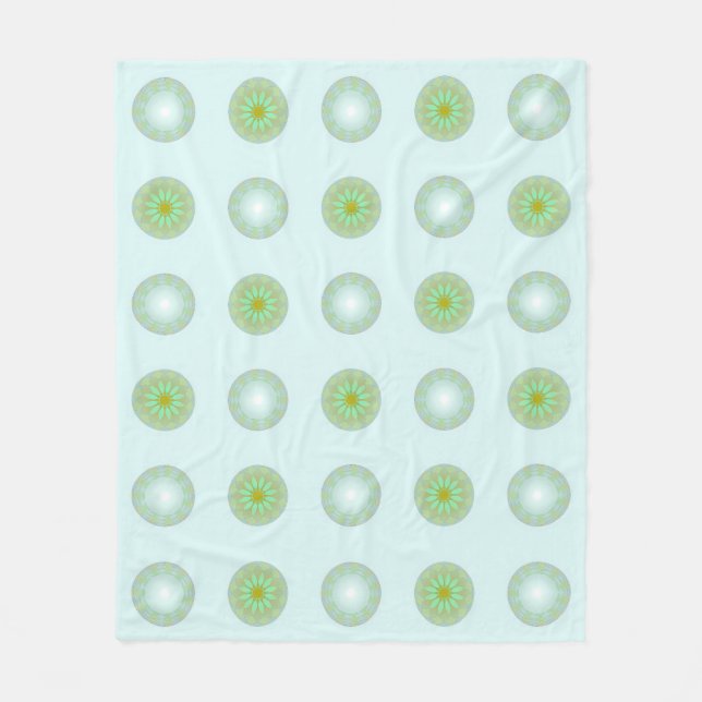 Pastel Green and Grey Geometric Pattern Fleece Blanket (Front)